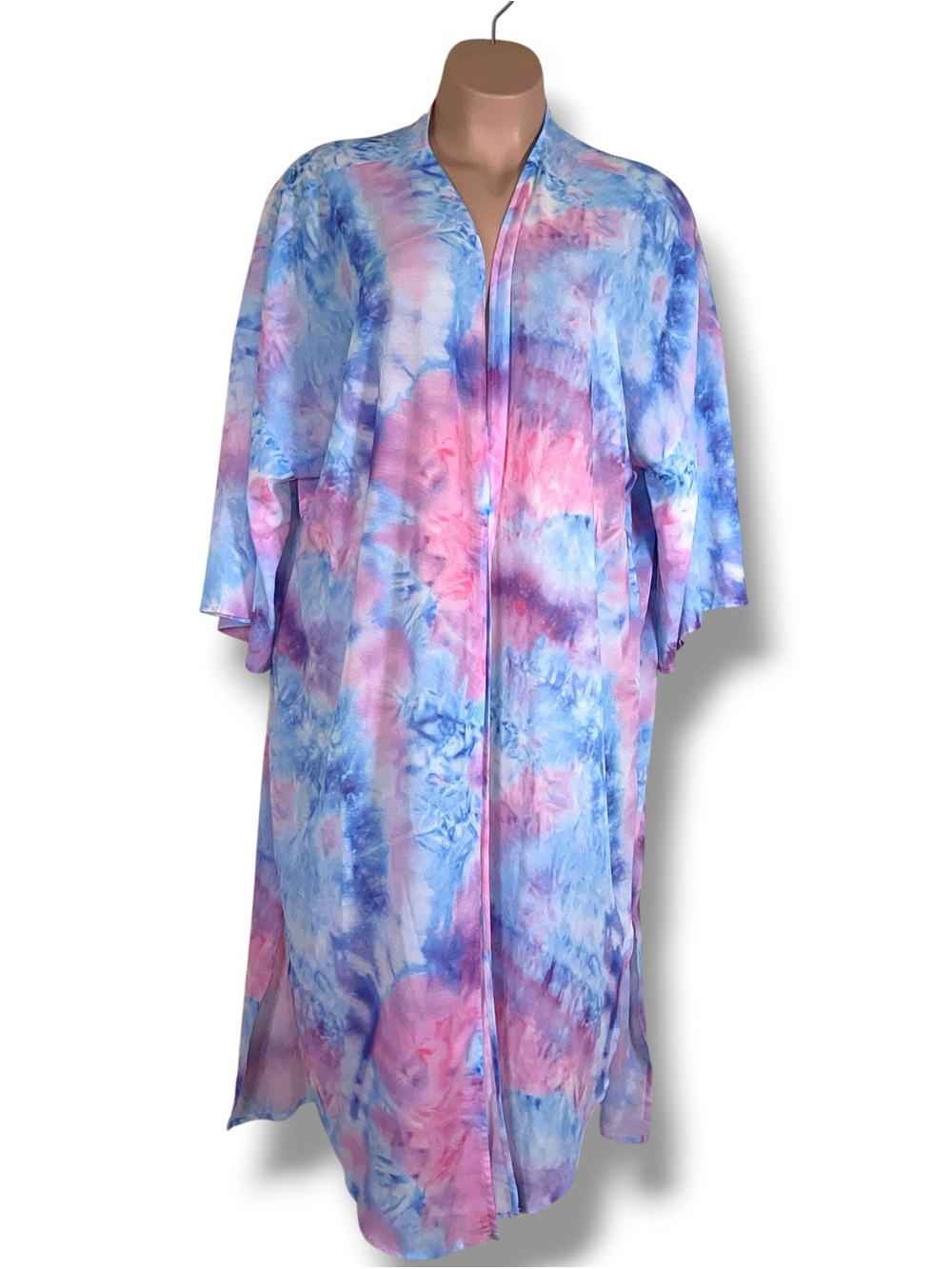 2X Ninexis Tie Dye Shawl Pink Blue Purple Lightweight Flowy Hippie Open Front